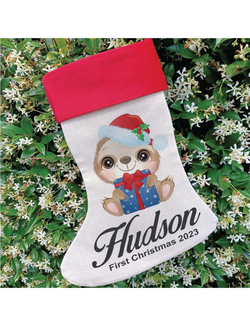Personalised Christmas Stocking - Baby Sloth