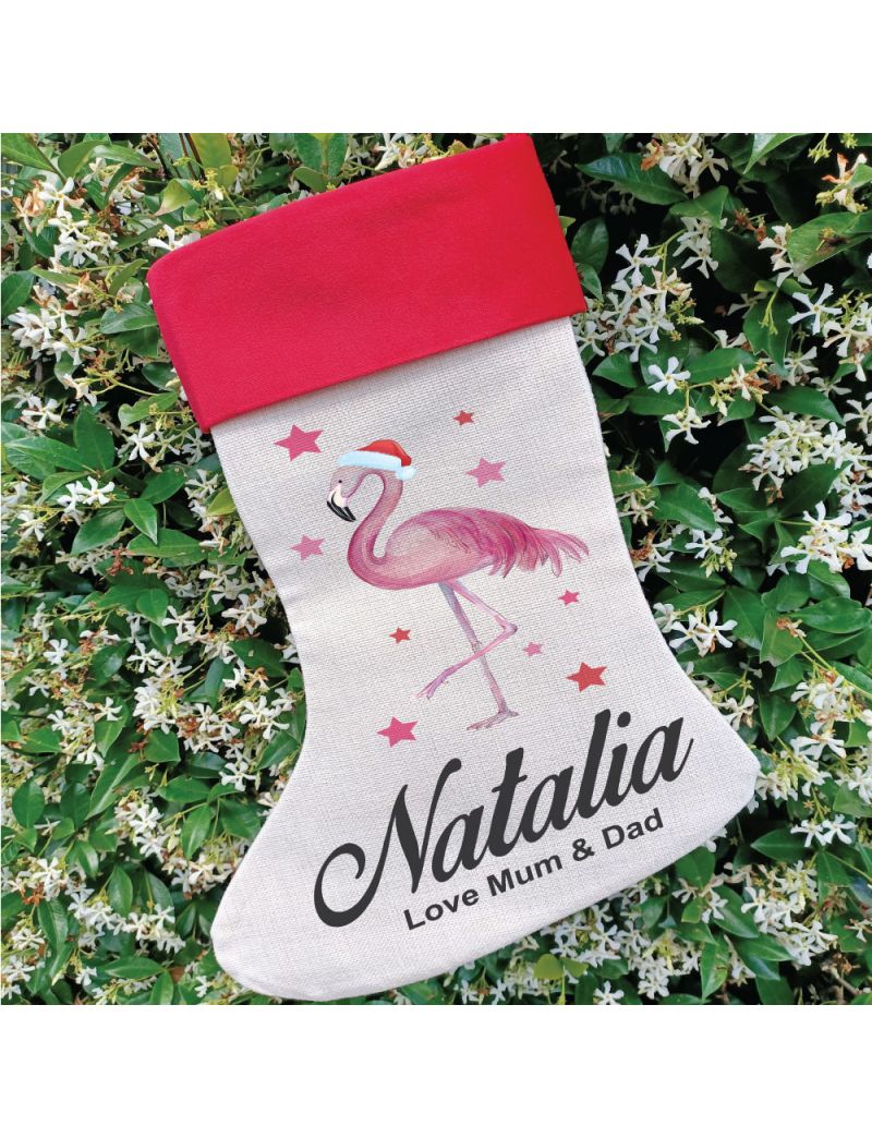 Personalised Christmas Stocking - Flamingo
