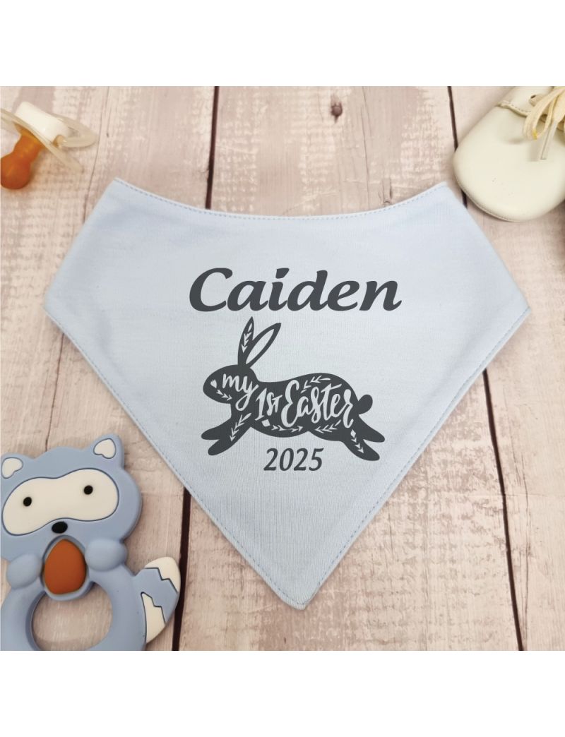 1st Easter Bandana Dribble Bib Blue Bunny