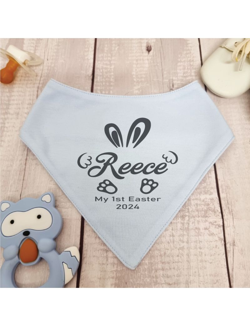 Easter Bandana Dribble Bib Blue Happy Bunny