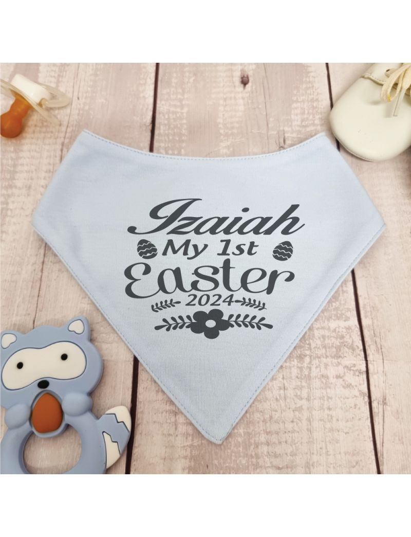 Easter Bandana Dribble Bib Blue Floral