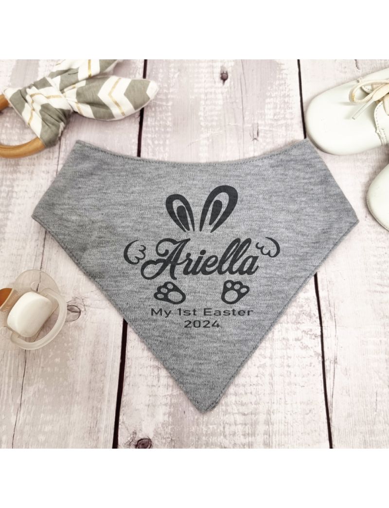 Easter Bandana Dribble Bib Grey Happy Bunny