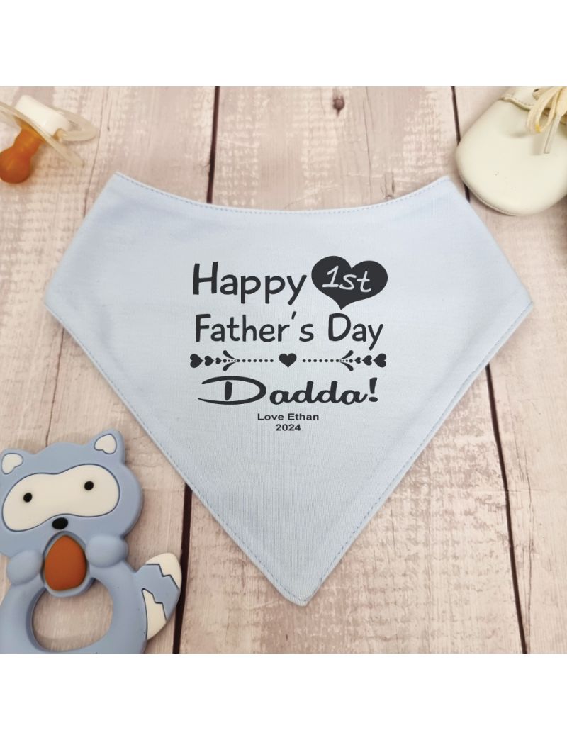 1st Fathers Day Bandana Dribble Bib Blue