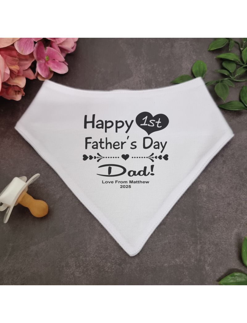 1st Fathers Day Bandana Dribble Bib White