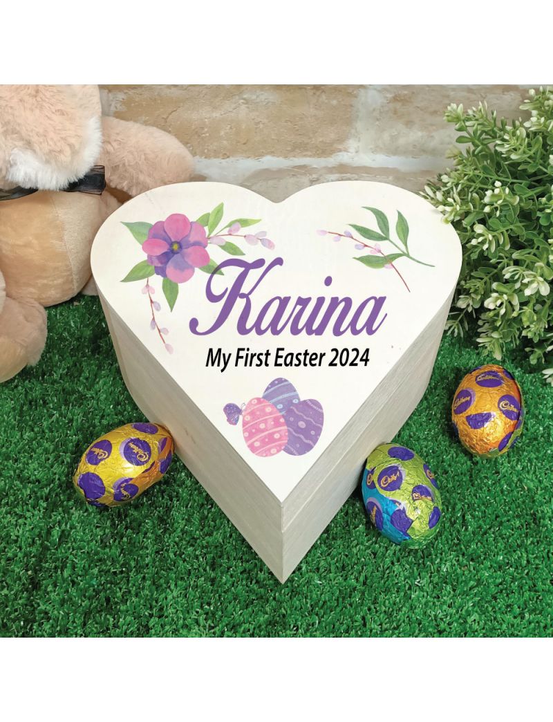 First Easter Heart Box - Purple Eggs