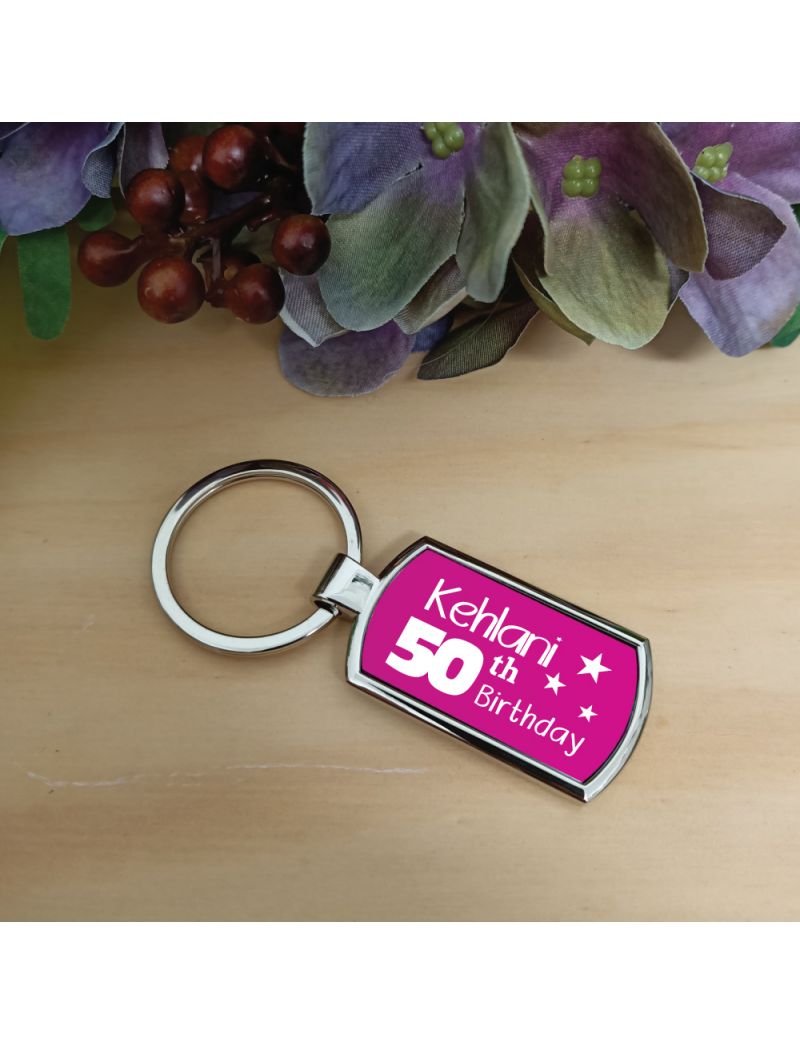 50th Birthday Keyring Gift - Personalised