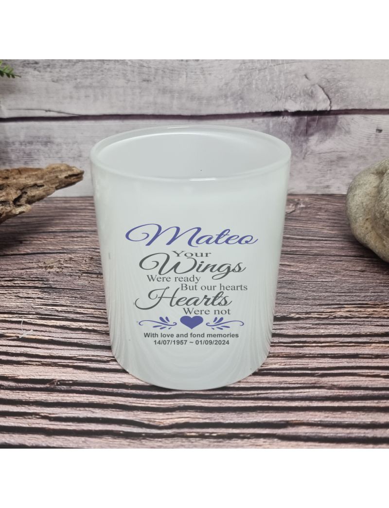 Personalised Memorial Candle Holder - Wings
