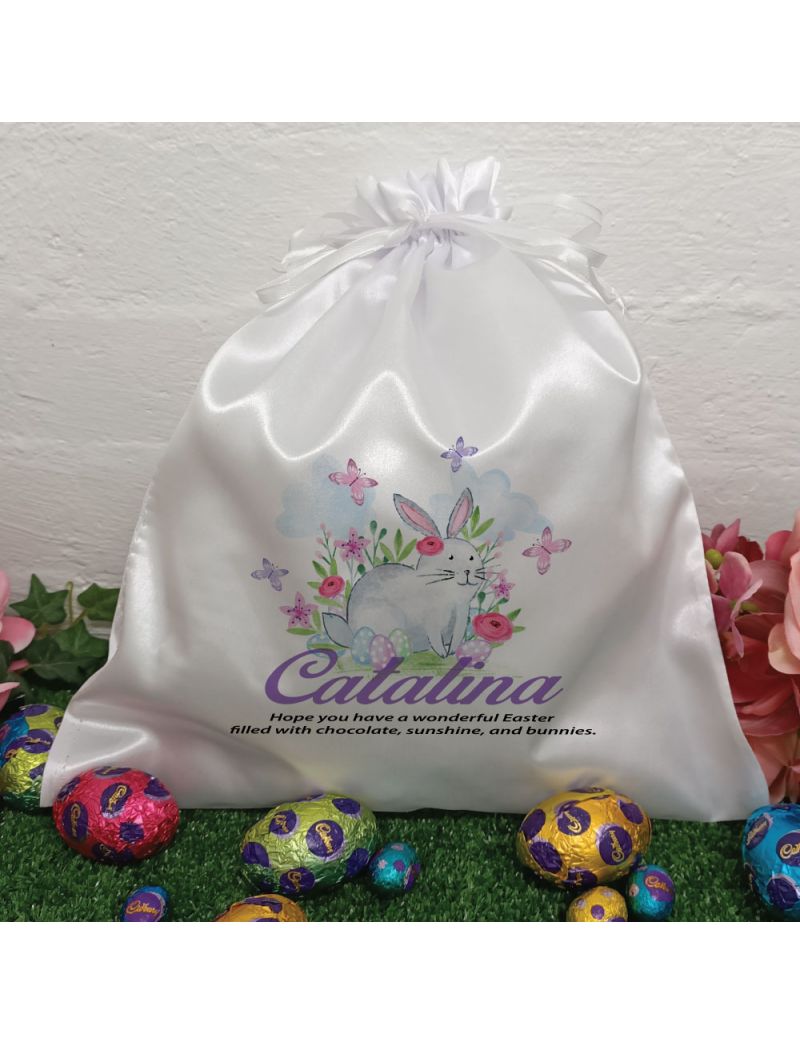 Personalised Easter Sack Hunt Bag 35cm  - Butterfly Bunnies