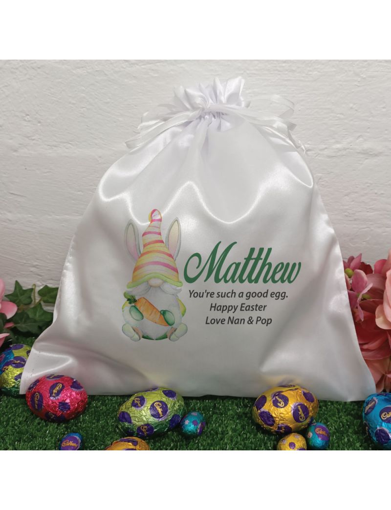Personalised Easter Sack Hunt Bag 35cm  - Gnome