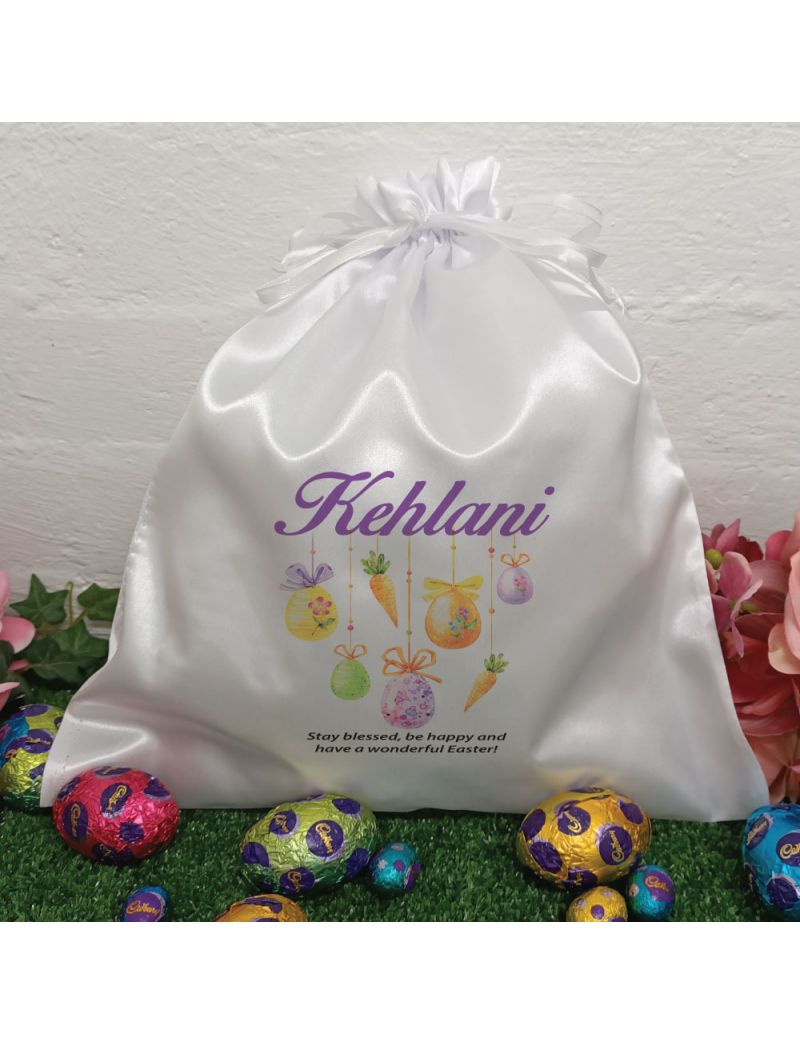 Personalised Easter Sack Hunt Bag 35cm  - Hanging Egg