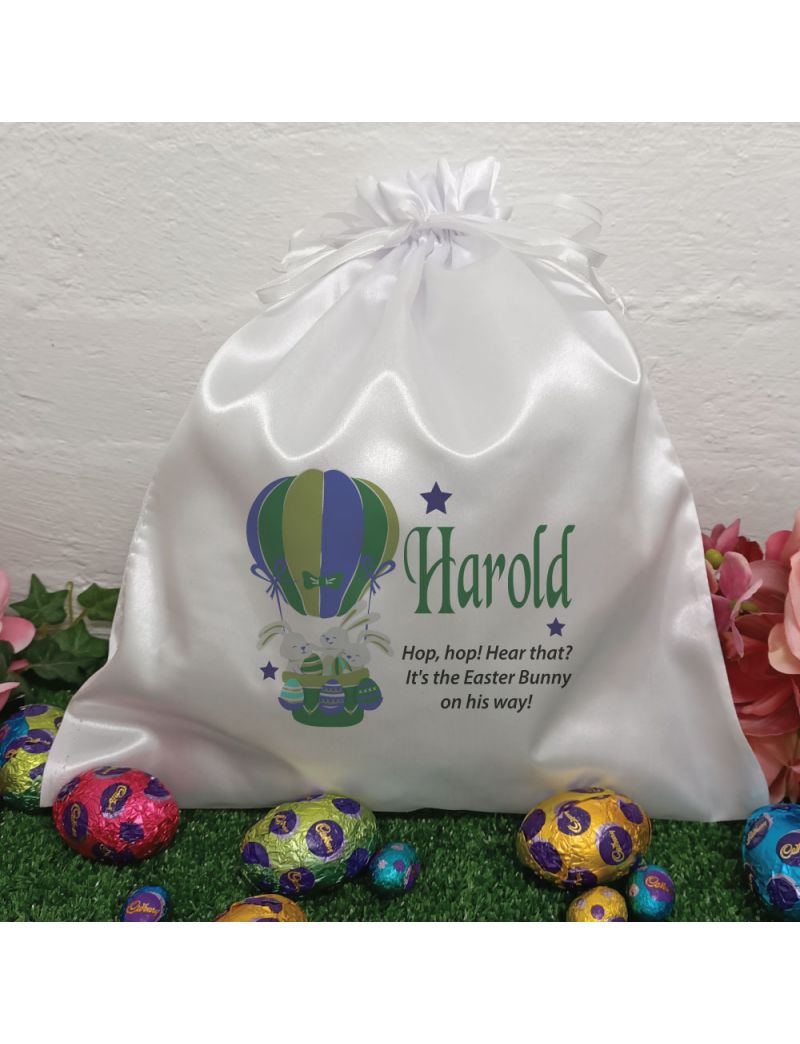 Personalised Easter Sack Hunt Bag 35cm  - Air Balloon
