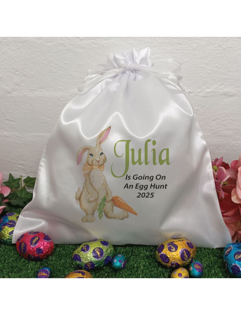 Personalised Easter Sack Hunt Bag 35cm  - Carrot Bunny