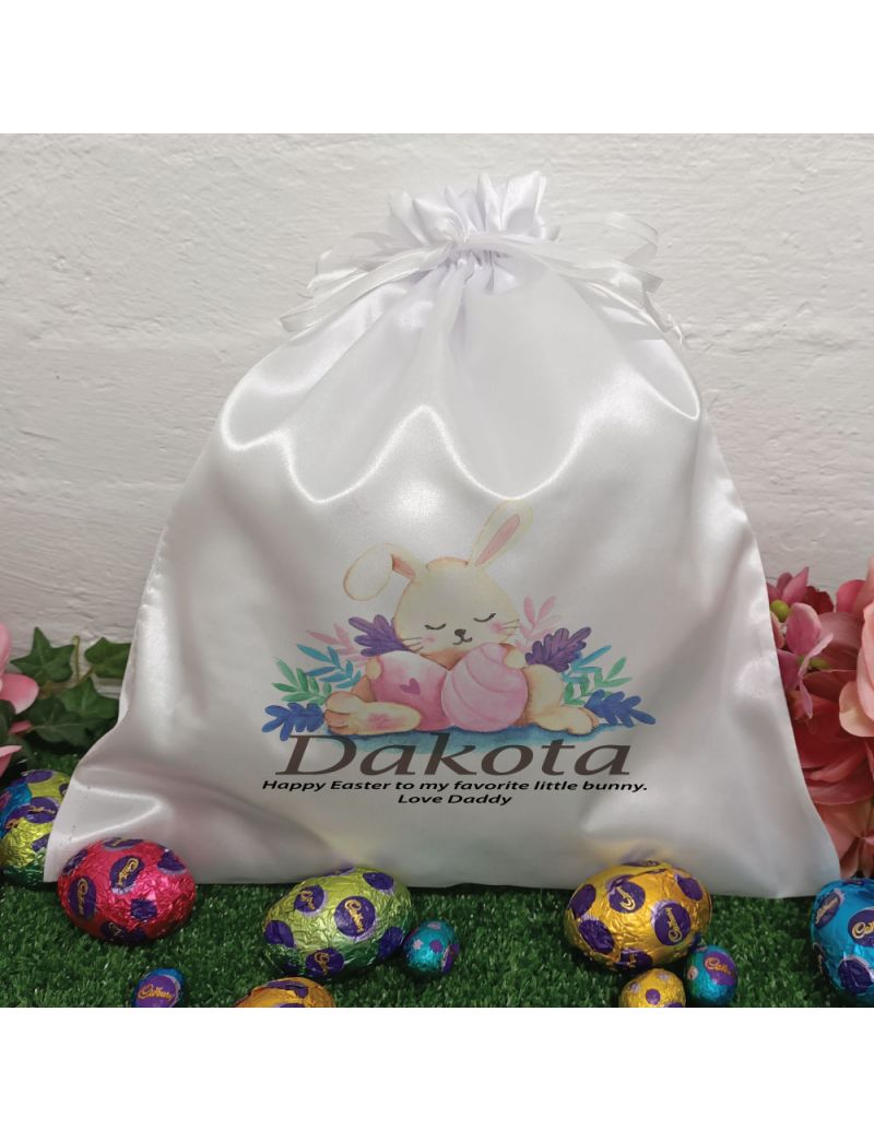 Personalised Easter Sack Hunt Bag 35cm  - Sleeping Bunny