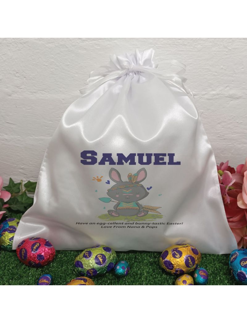 Personalised Easter Sack Hunt Bag 35cm  - Tribal Bunny