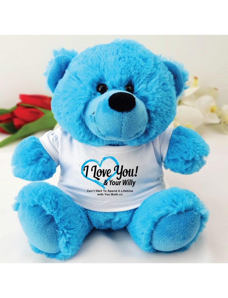 Love Your Naughty Bits Valentines Bear - Blue