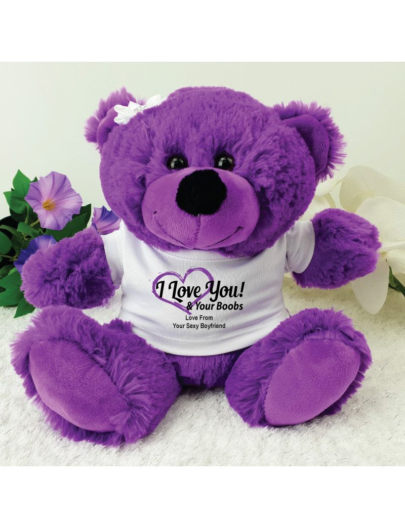 Love Your Naughty Bits Valentines Day Bear - Purple