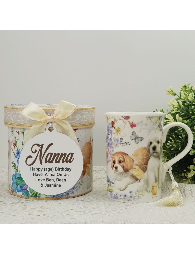 Nan Mug with Personalised Gift Box Puppy Dog