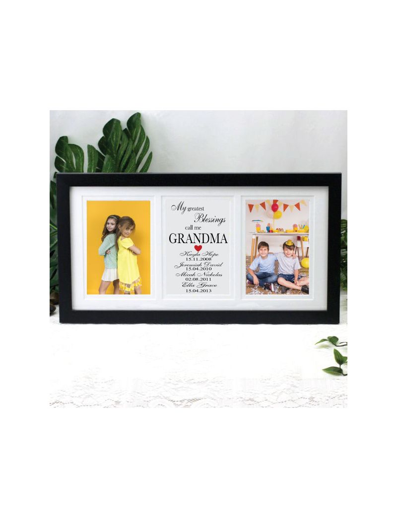 Grandma Black Frame Gallery Collage Typography Print