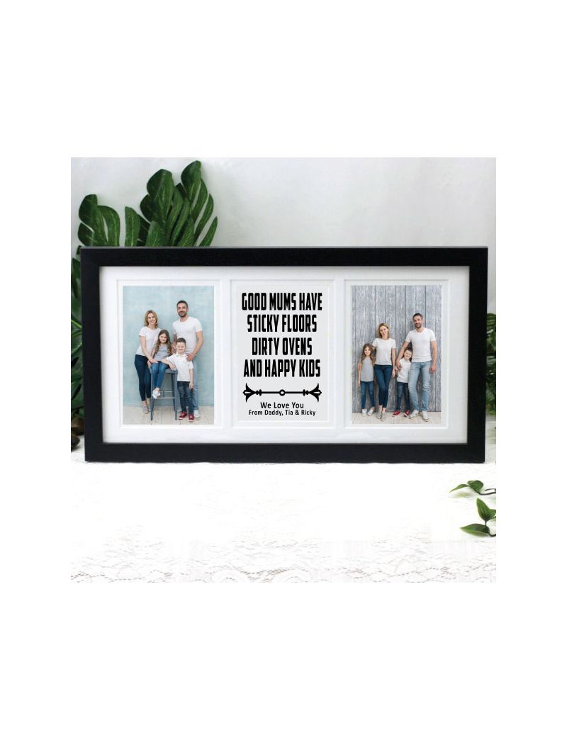 Mum Quote Collage Black Frame Typography Print