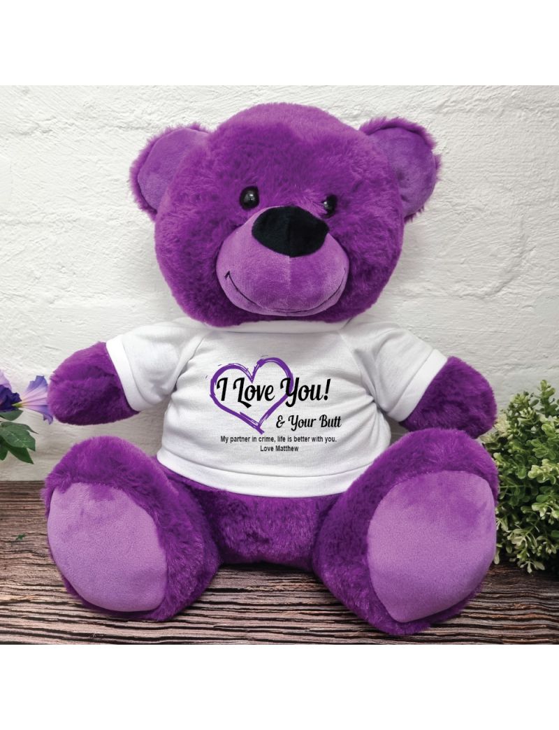 Valentines Day Bear Love Your Naughty Bits - 40cm Purple