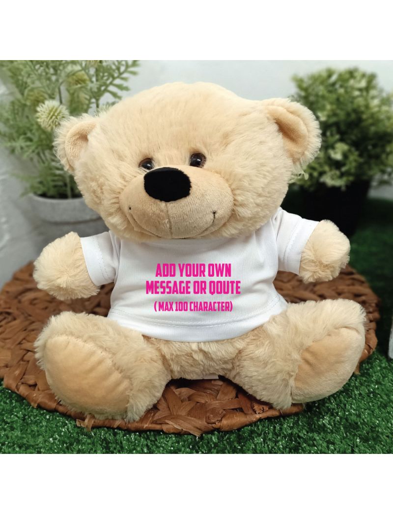 Custom Text T-Shirt Bear Cream Plush