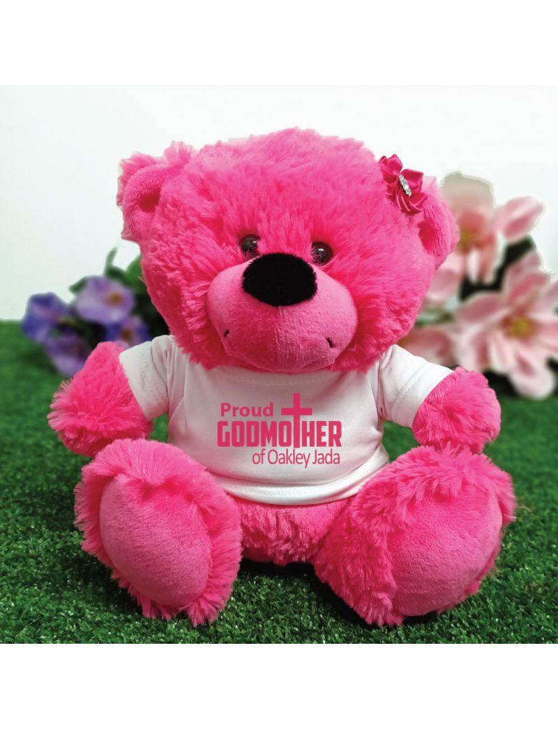 Godmother Personalised Teddy Bear Hot Pink