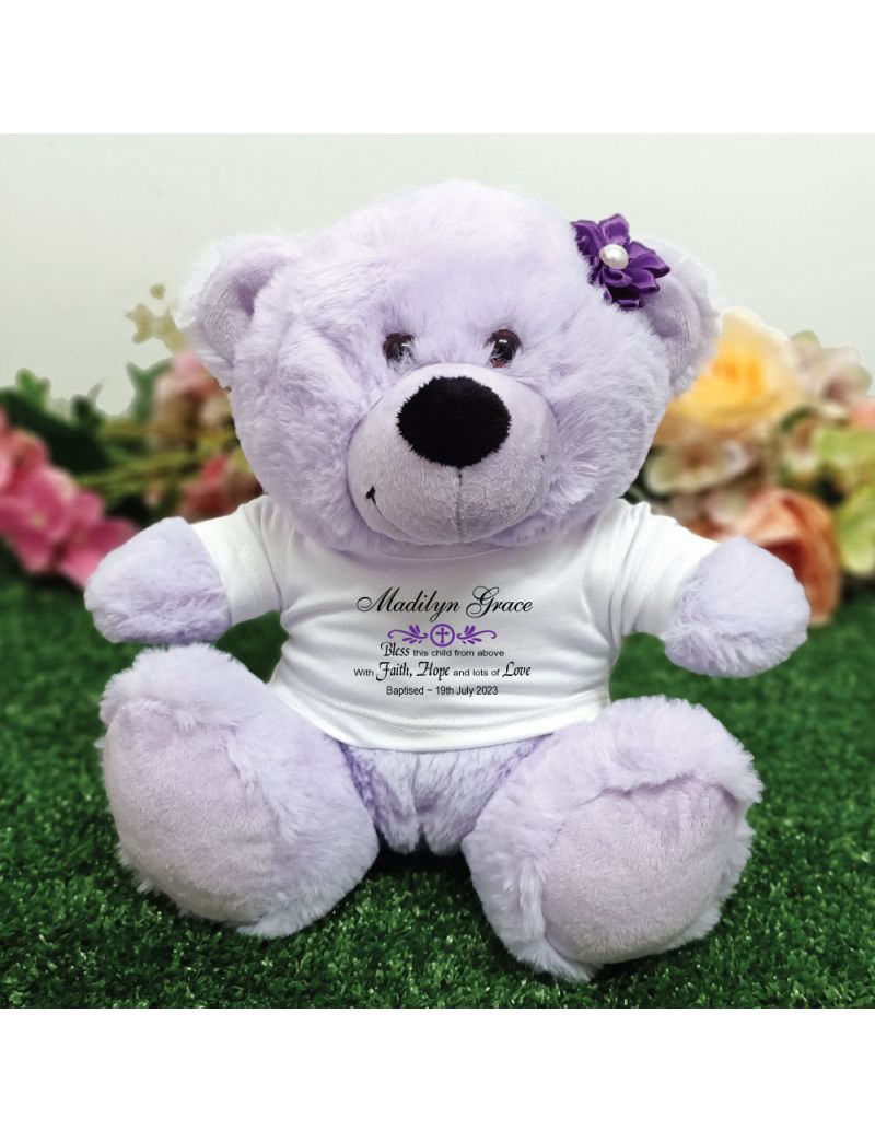Baptism Lavender Teddy Bear with Verse