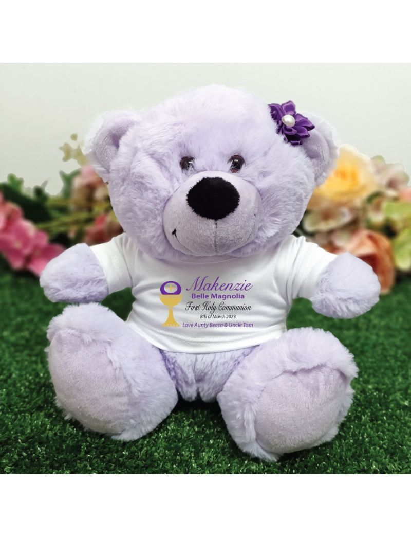 Holy Communion Personalised Bear - Lavender