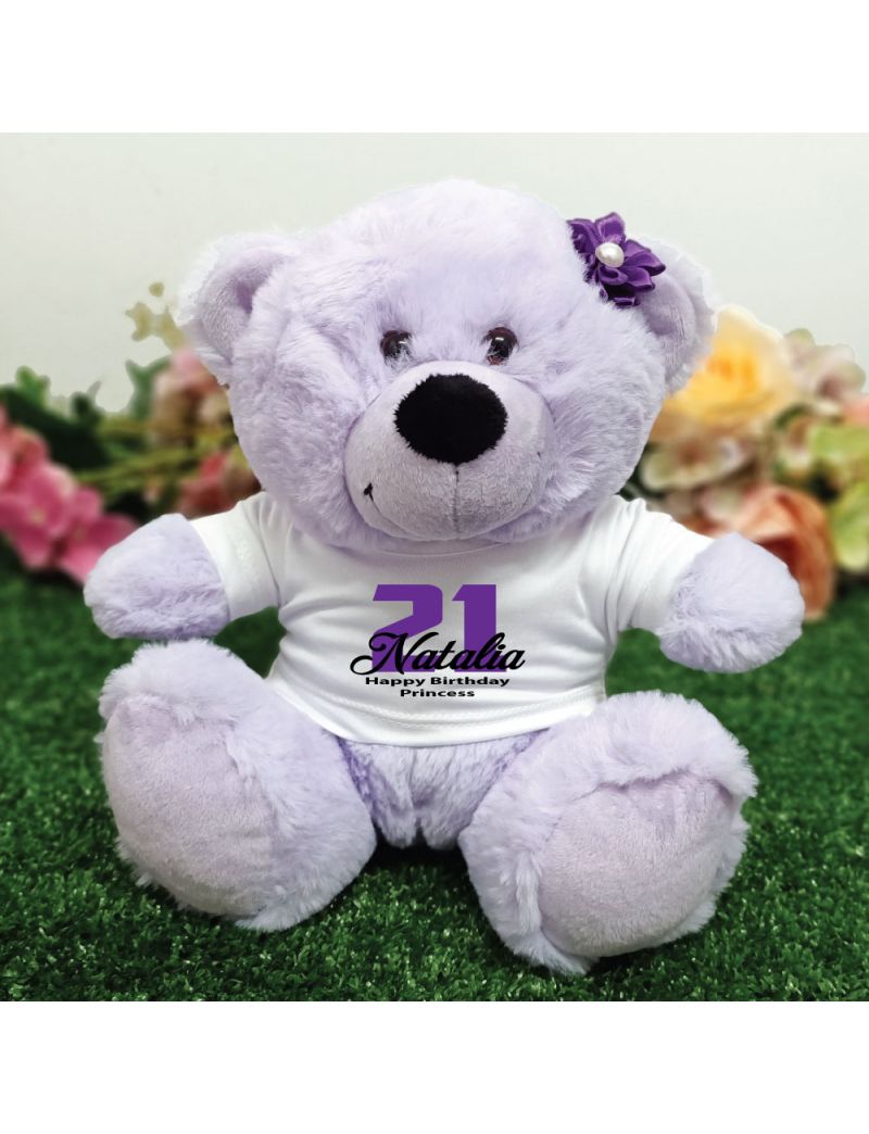21st Birthday Personalised Teddy Bear Lavender Plush