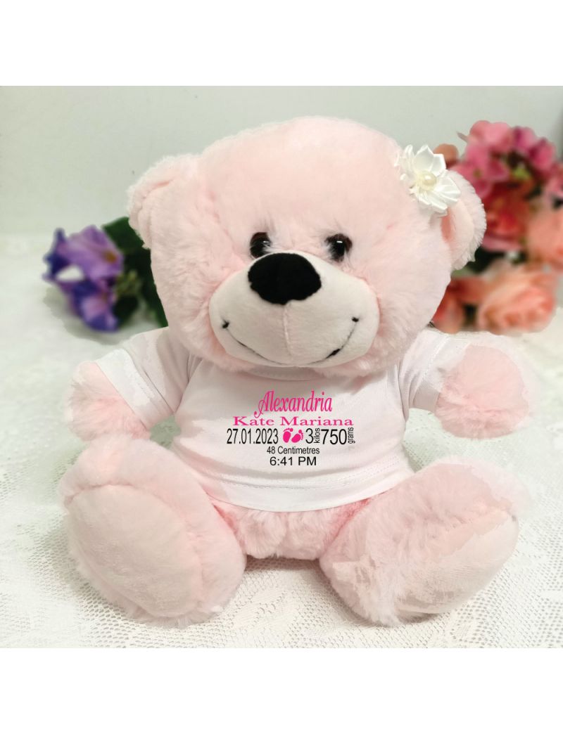 Personalised Teddy Bear Baby Girl Birth Details