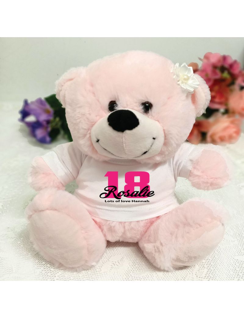 18th Birthday Personalised Teddy Bear Light Pink Plush