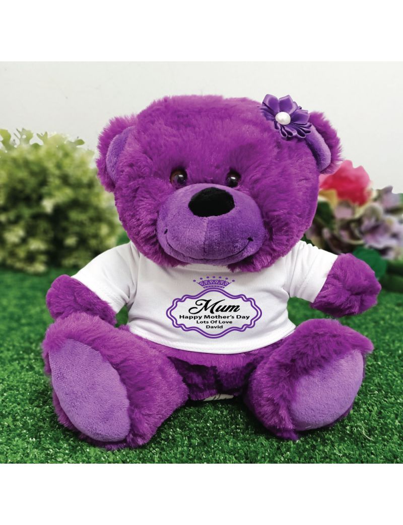 Mum Personalised Teddy Bear Purple