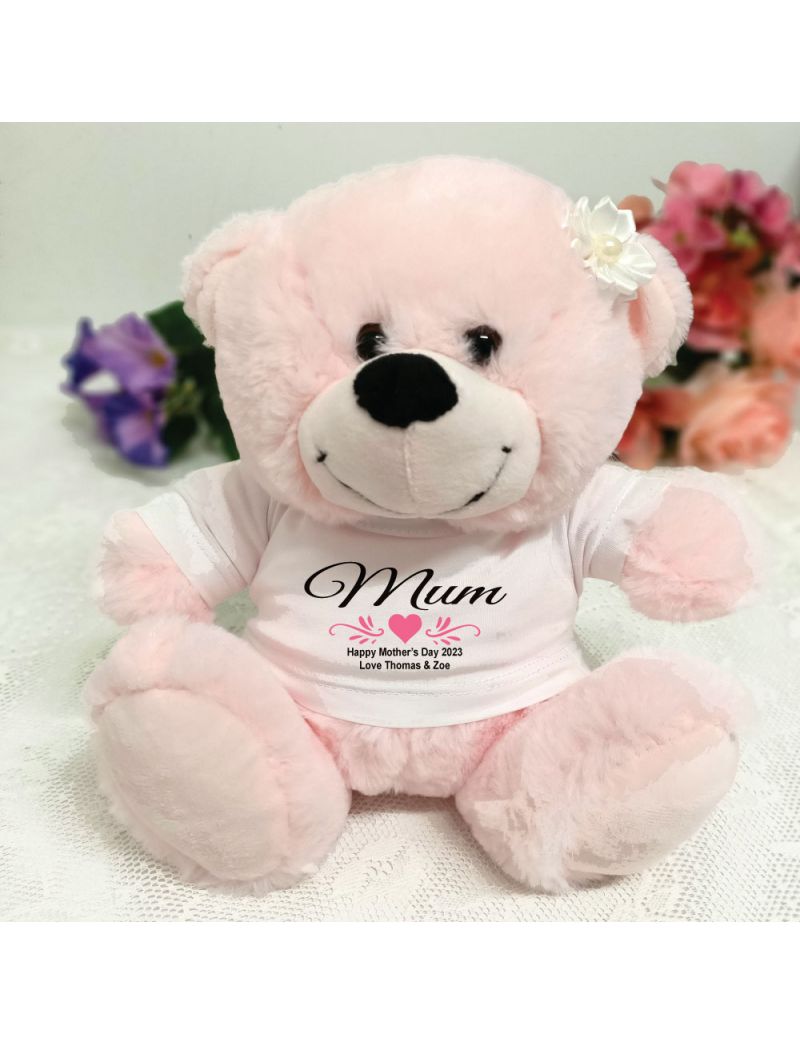 Mum Personalised Teddy Bear Light Pink