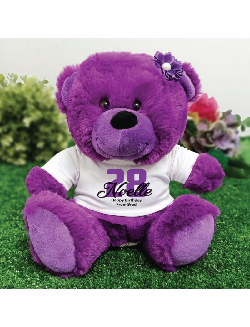 Personalised Birthday Teddy Bear Plush Purple