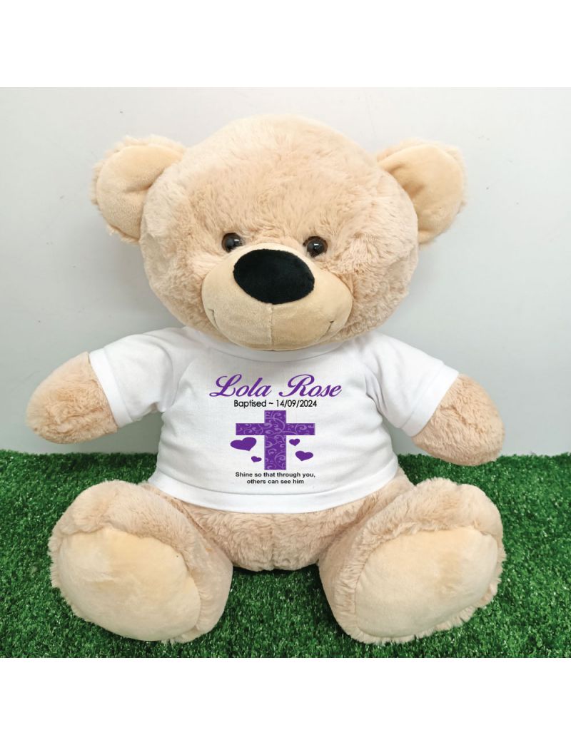 Baptised Personalised T-Shirt Bear 40cm Cream