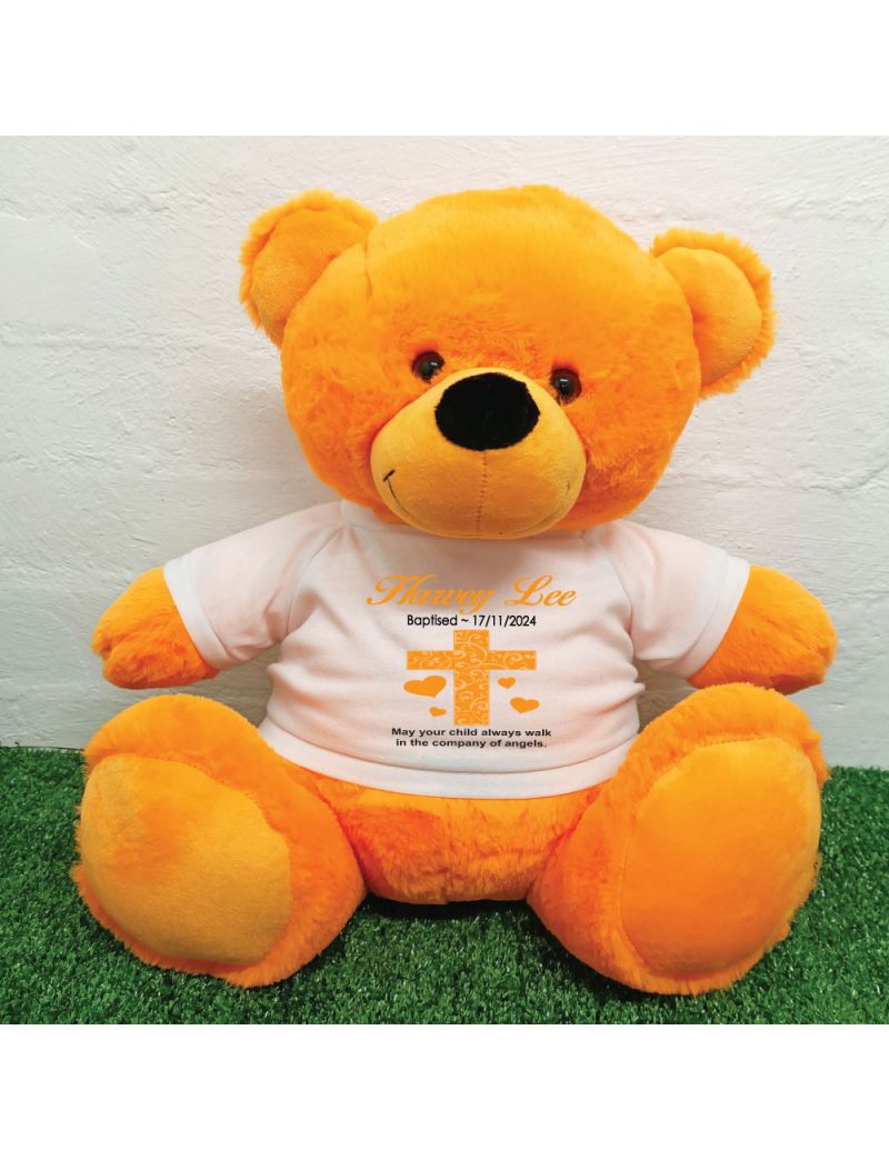 Baptism Personalised T-Shirt Bear 40cm Orange