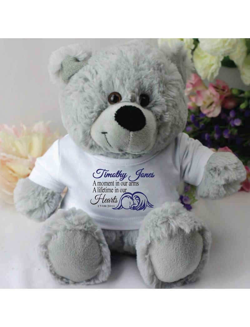 Personalised Angel Memorial Teddy Bear - Grey