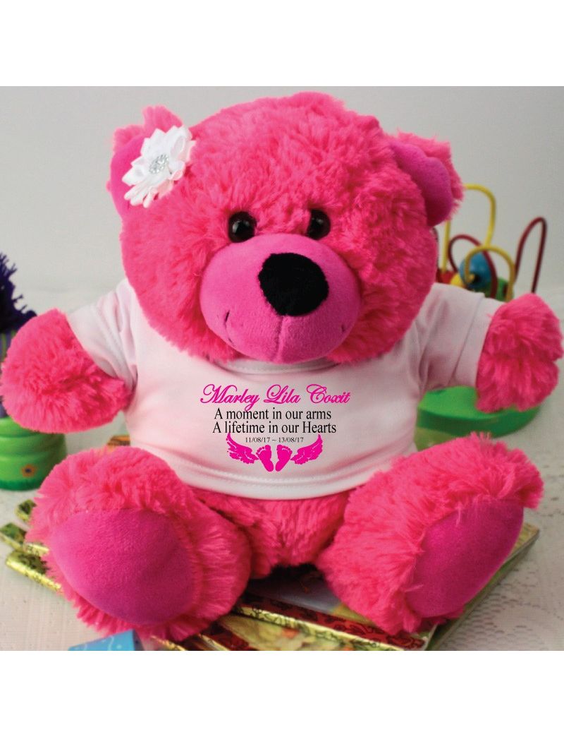 Personalised Baby Memorial Teddy Bear -Hot Pink