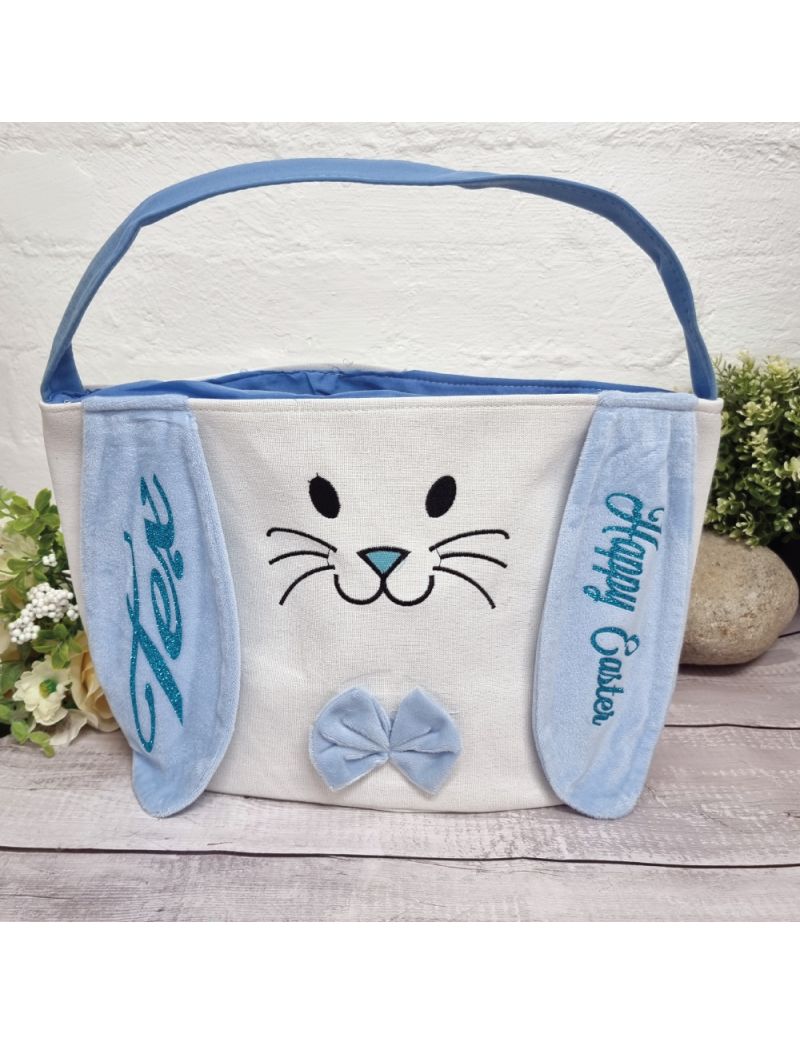 Bunny Easter Basket Tote Bag - Blue