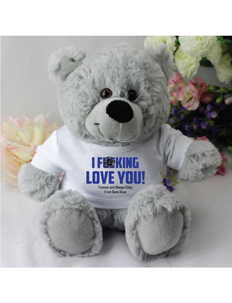 Love You Naughty Valentines Day Bear - Grey