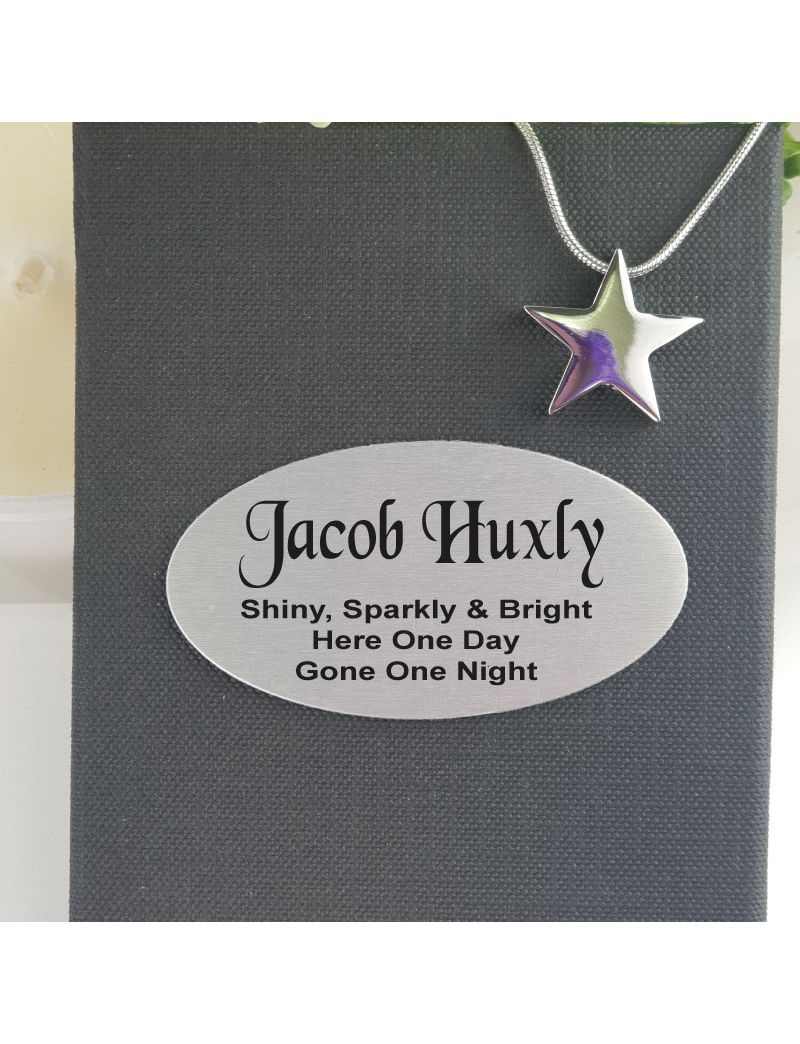 Star Memorial Urn Cremation Ash Necklace In Personalised Box