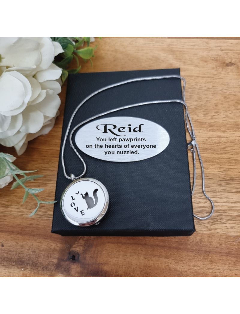Cat Photo Urn Pendent Necklace in Personalised Box