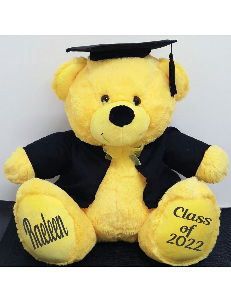 Personalised Graduation Bear with Cape Yellow 40cm 