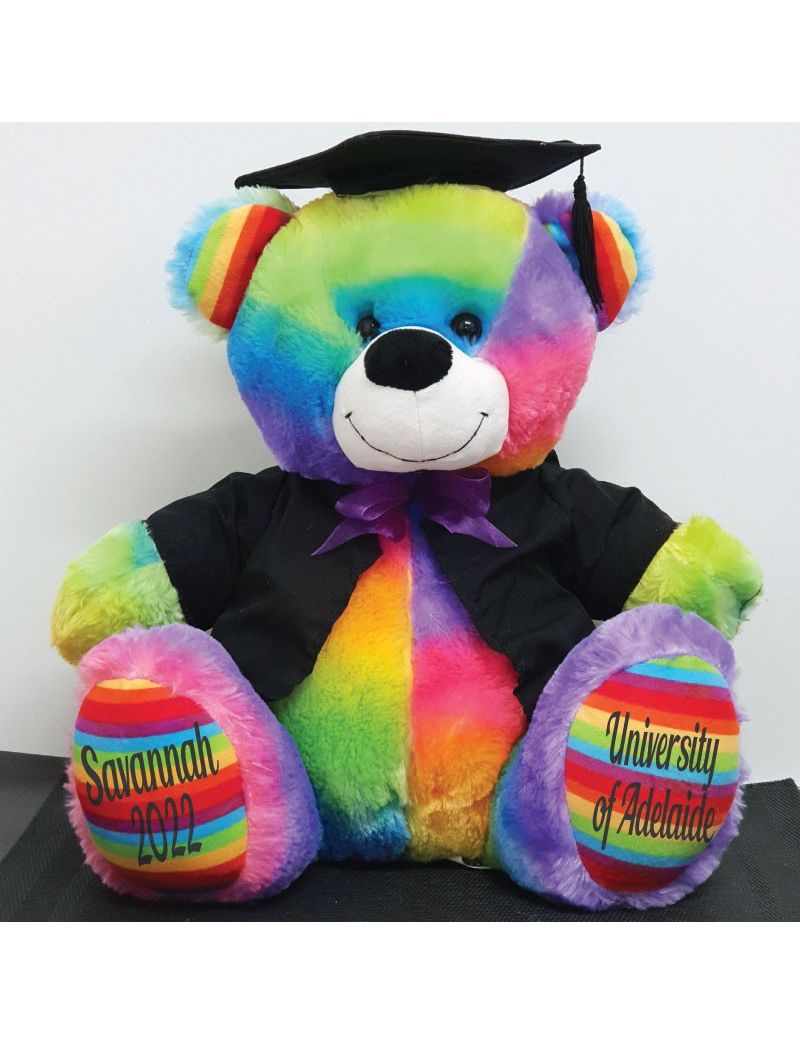 Personalised Graduation Bear with Cape Rainbow 40cm 
