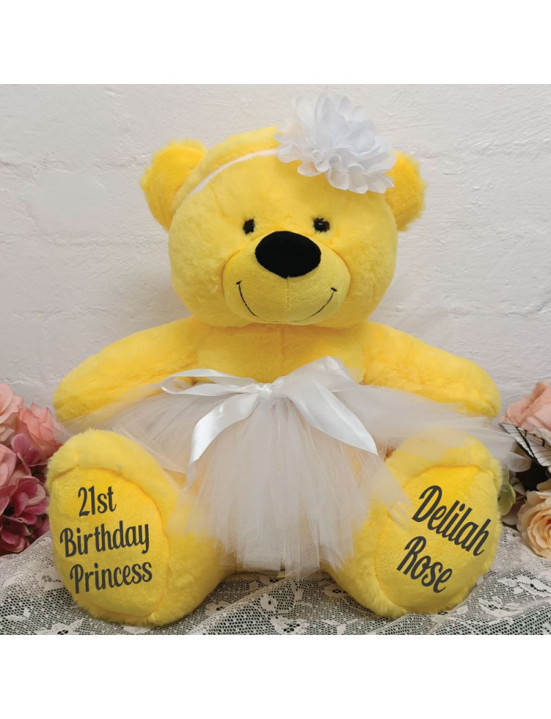 21st Birthday  Ballerina Teddy Bear 40cm Plush Yellow