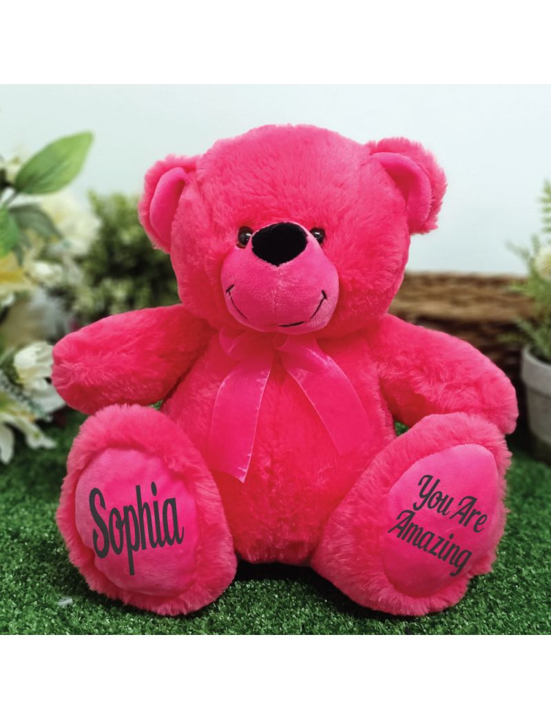 Personalised Message Bear 30cm Hot Pink