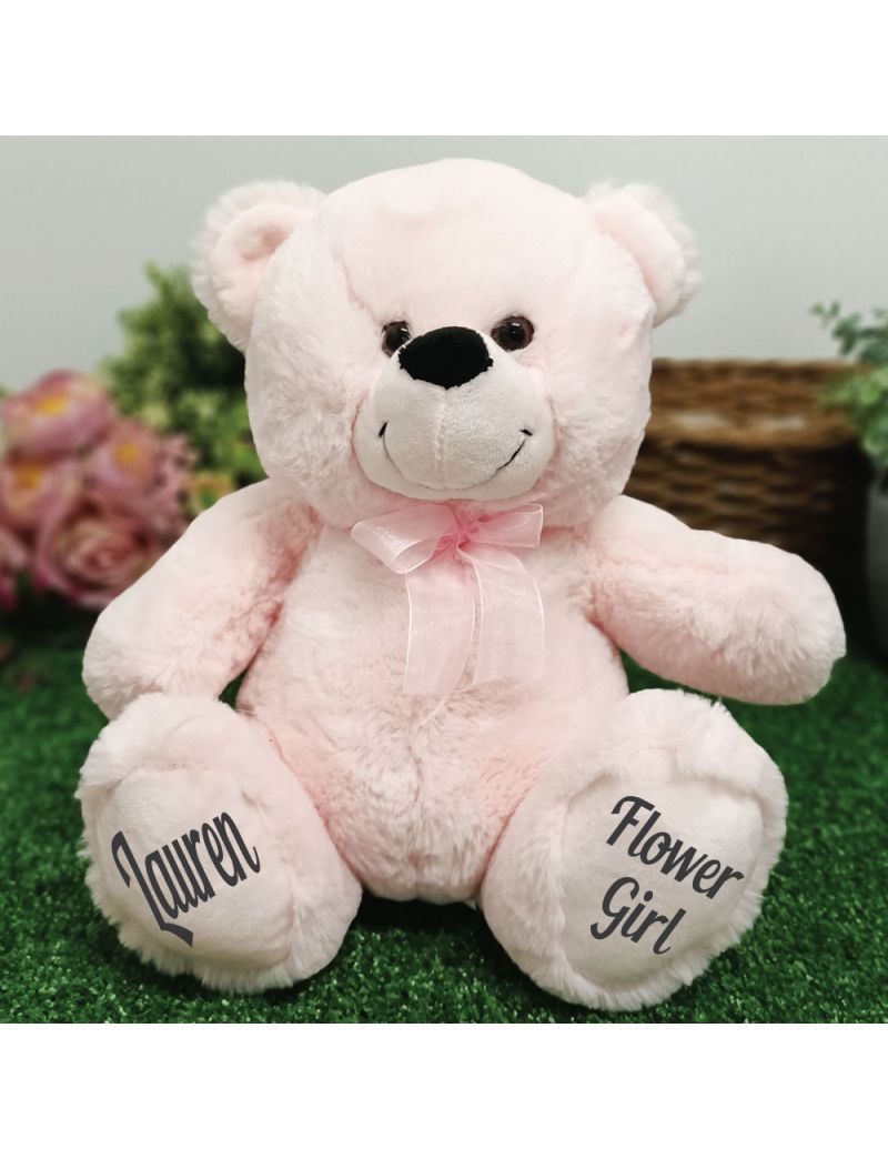 Flower Girl Teddy Bear 30cm Light Pink