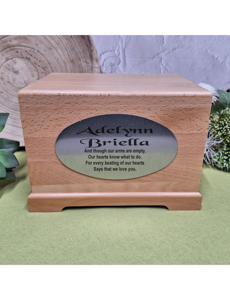 Large Beechwood Baby Memorial Cremation Urn for Ashes