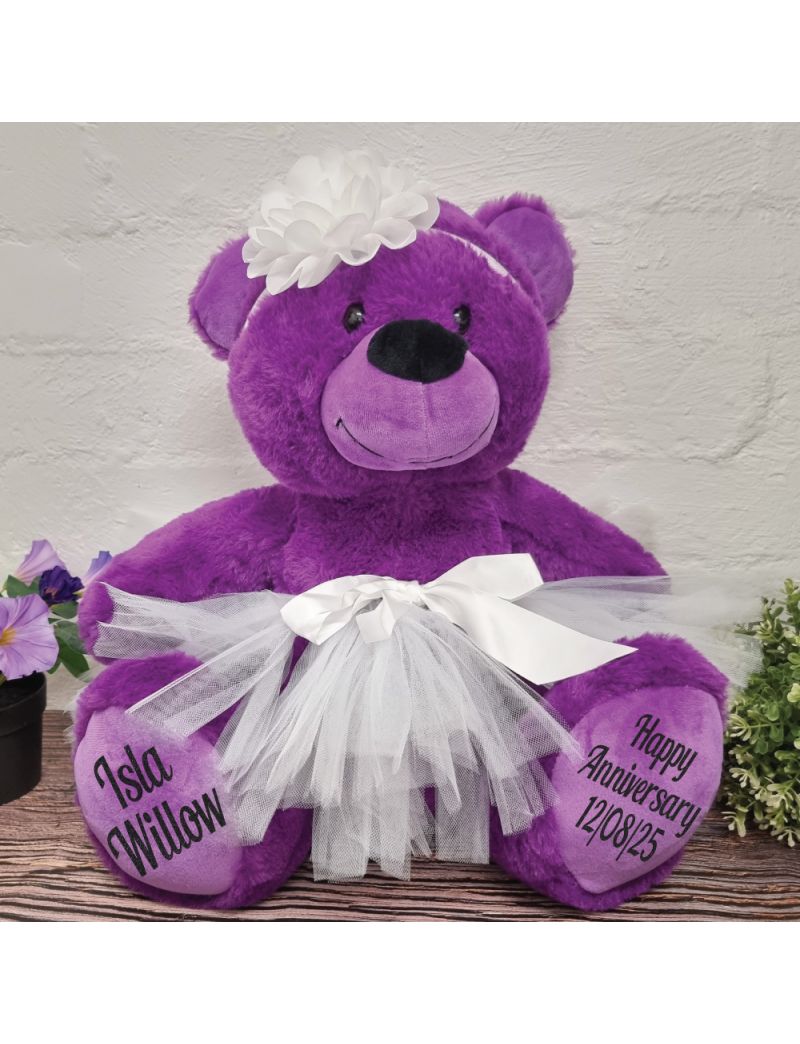 Personalised Ballerina Teddy Bear 40cm Plush -Purple