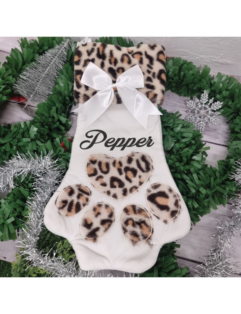 Large Pet Christmas Stocking 53cm - Leopard